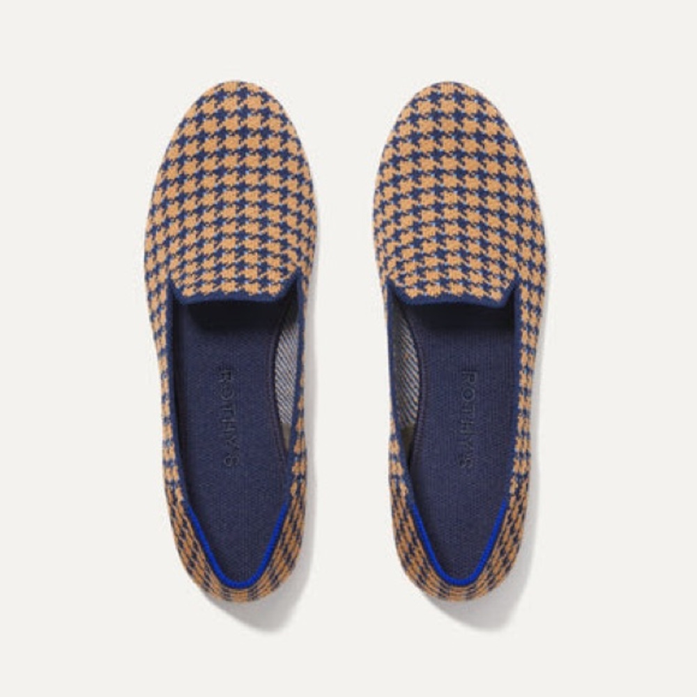 New Rothy Loafers Sapphire Camel Houndstooth size 8